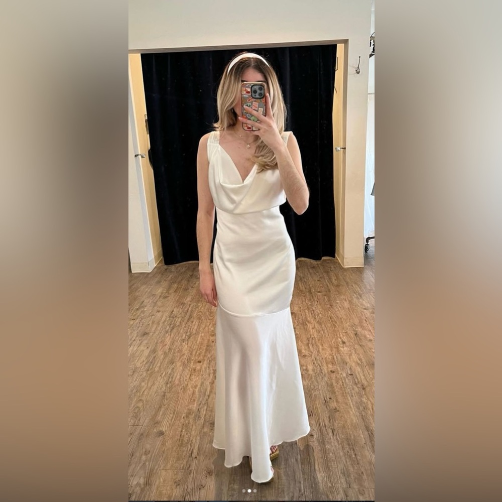 100% silk white bridal dress